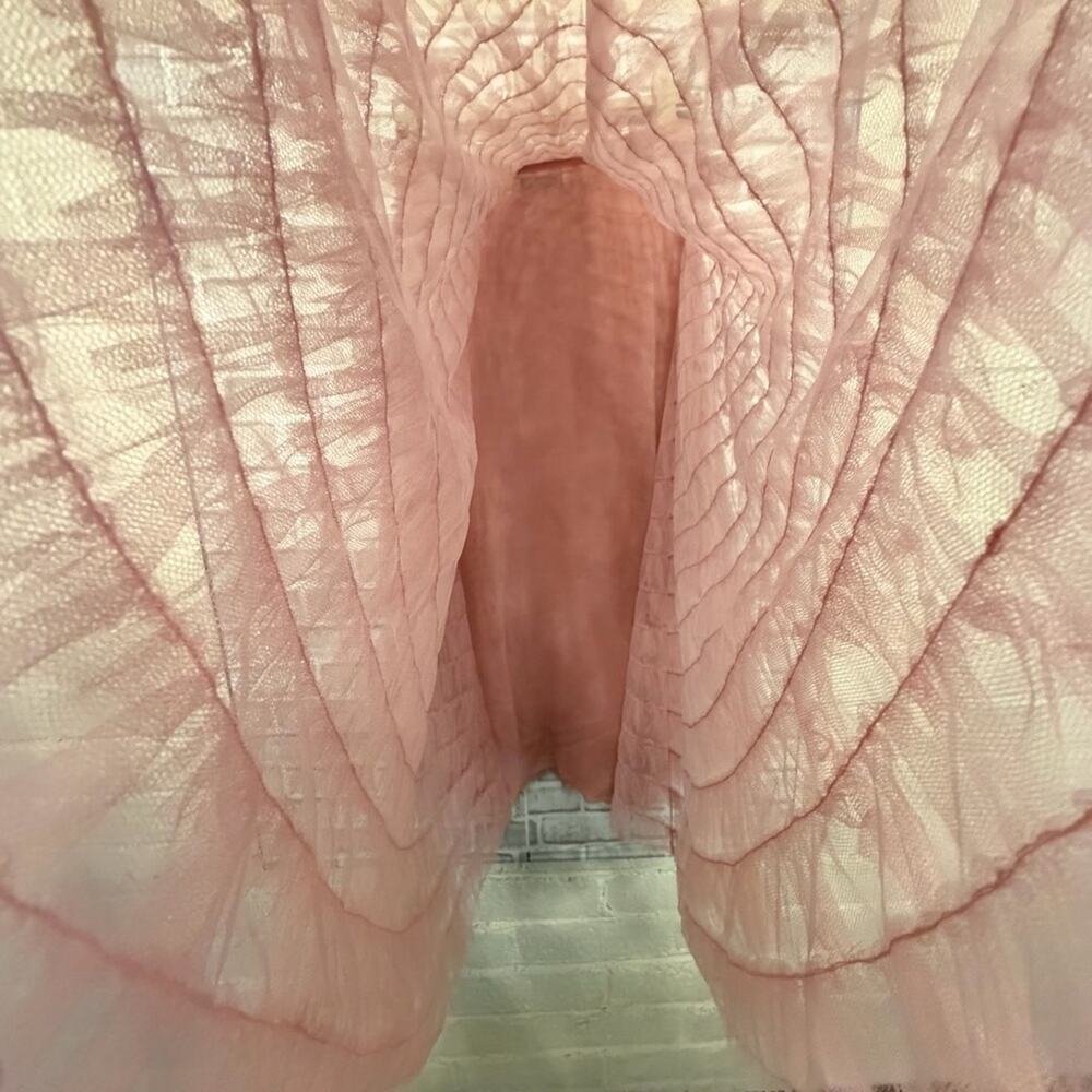 Authentic Christian Dior SS18 Pink Tulle Ruffle Midi Skirt IT 40 Twee Bow waist - Picture 7 of 12